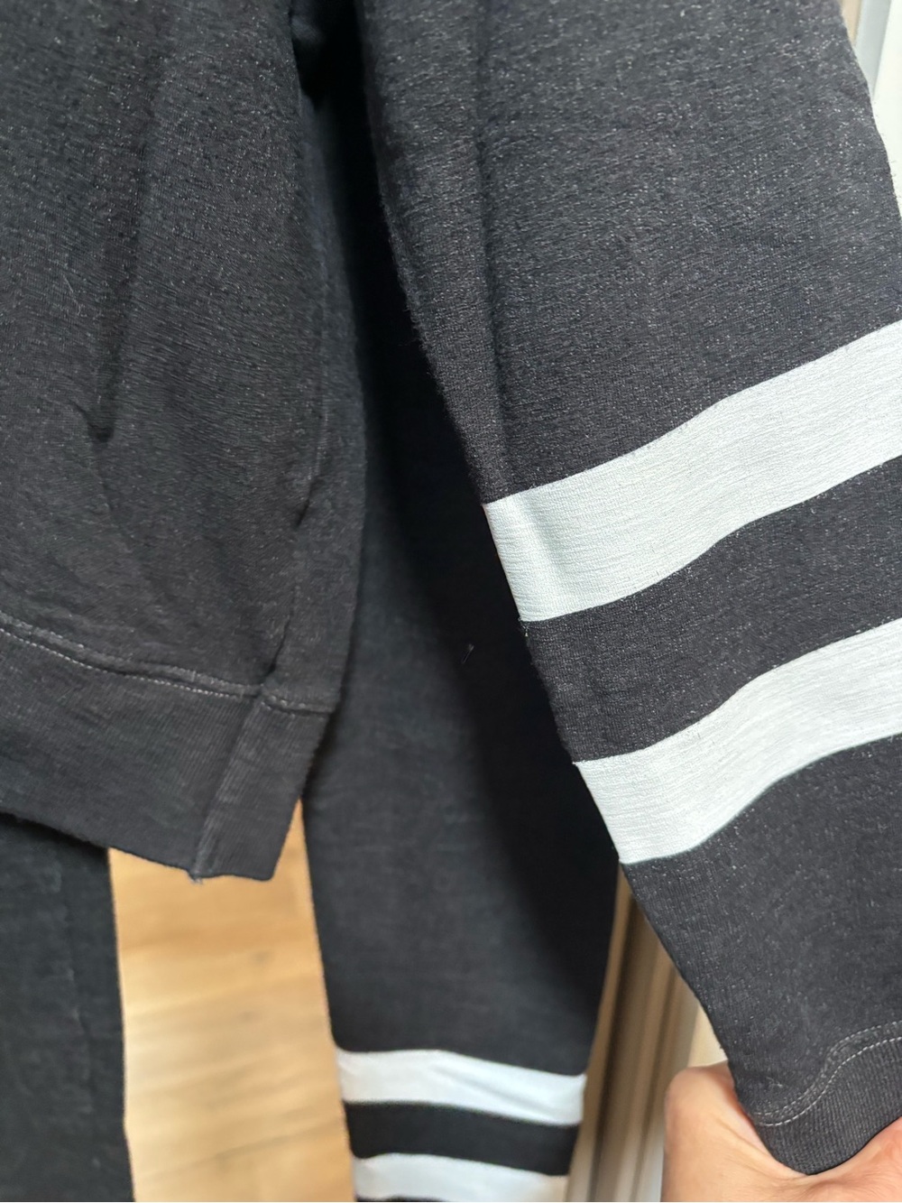 Sundry charcoal legging and sweatshirt set. White Stripe Detail - Picture 3 of 5